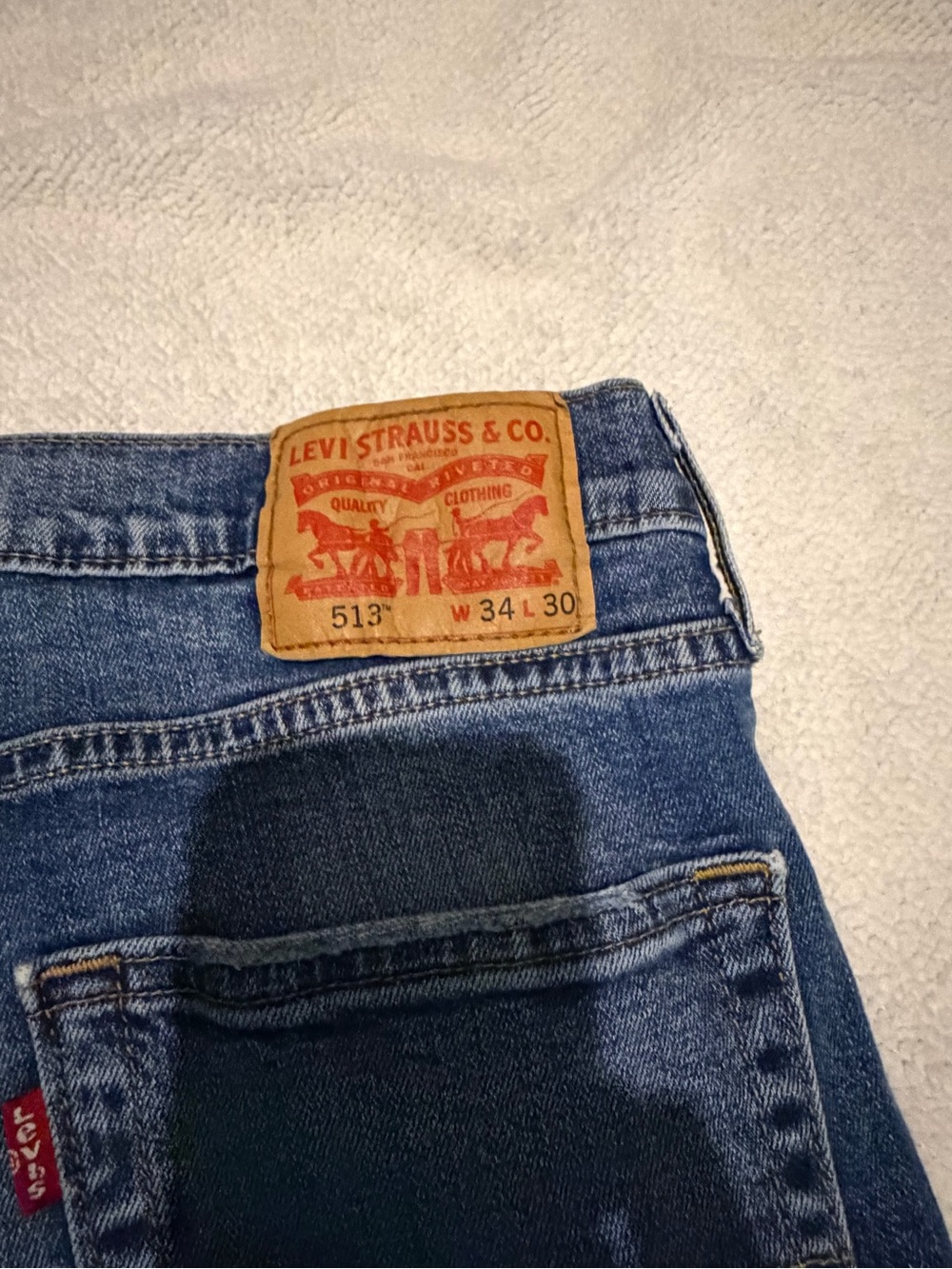 Levi's Blue Denim Jeans with Tan Leather Patch